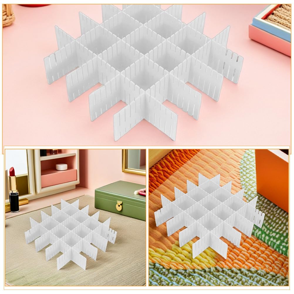 MAGICLULU 16pezzi Divisori per Plastica Bianca Regolabili Organizer per Organizzare Biancheria Intima Calzini e Sciarpe