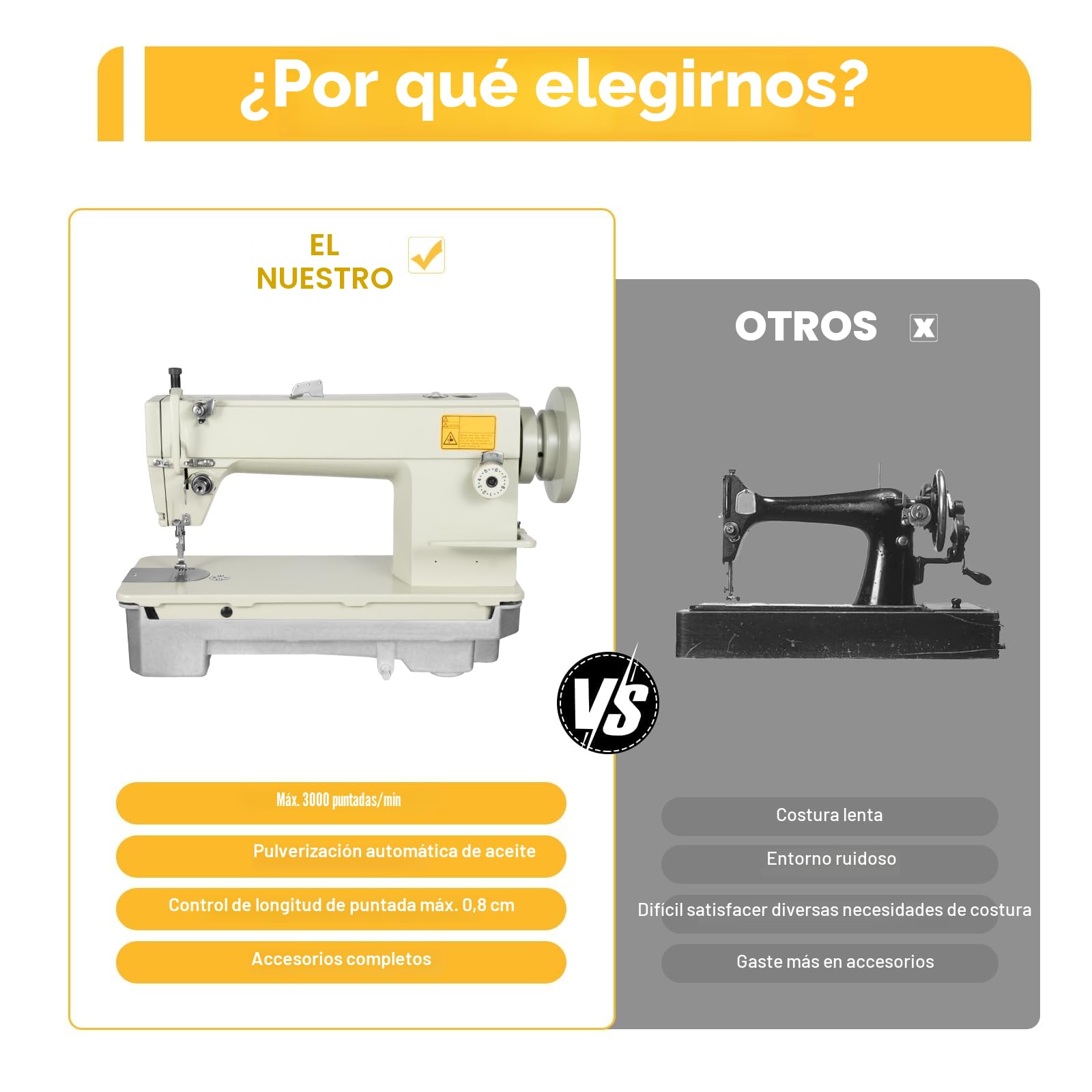 Máquina de coser de cuero, máquina de coser pesada, adecuada para coser materiales pesados, con lubricación automática