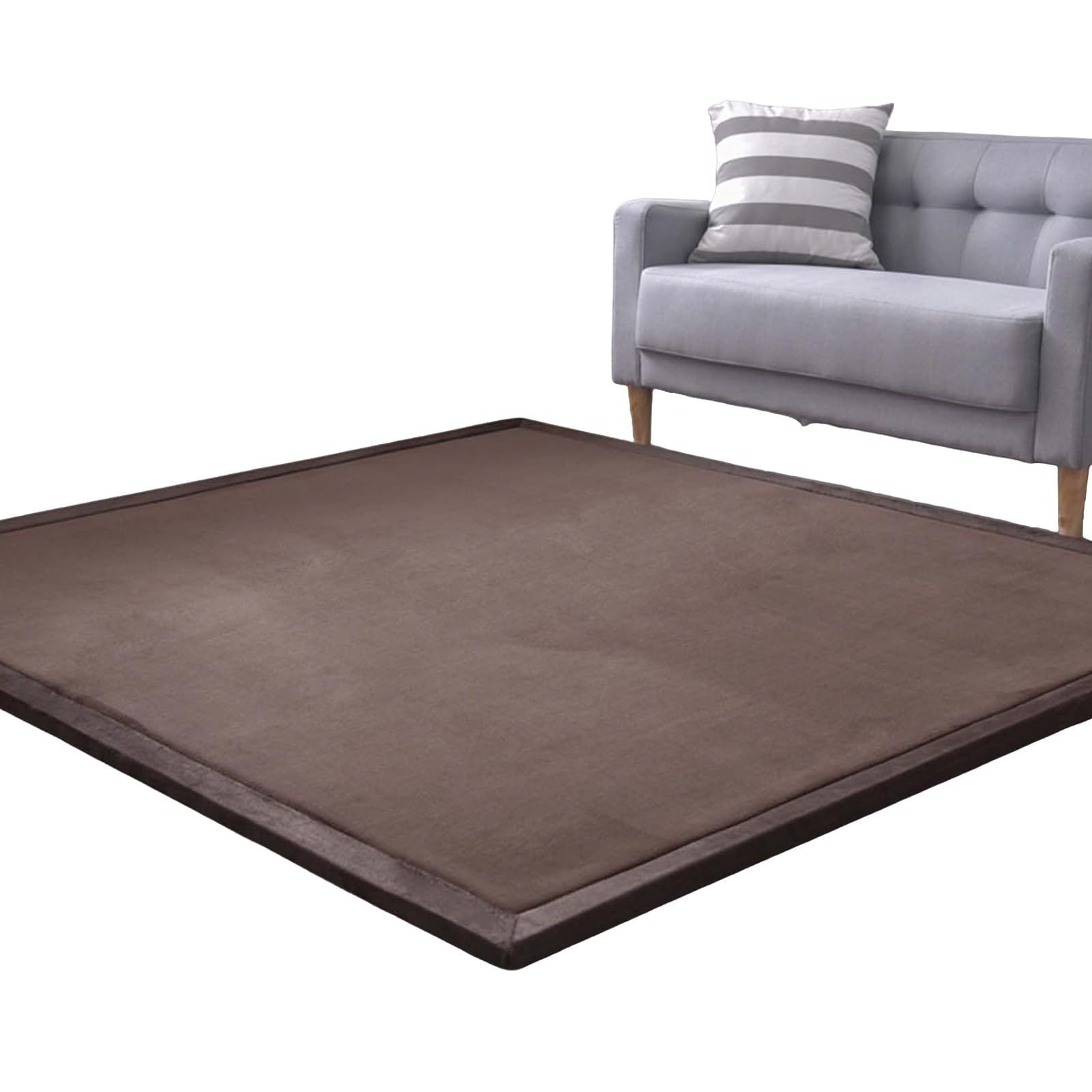 Baby Crawling Mat, Memory Foam Rug Large Nursery Play Mat 3cm Thick Area Rug Coral Velvet Rug for Tatami, Living Room, Bedroom, Non-Slip Playmats Activity Floor Mat for Babies Brown 200 x 250 cm
