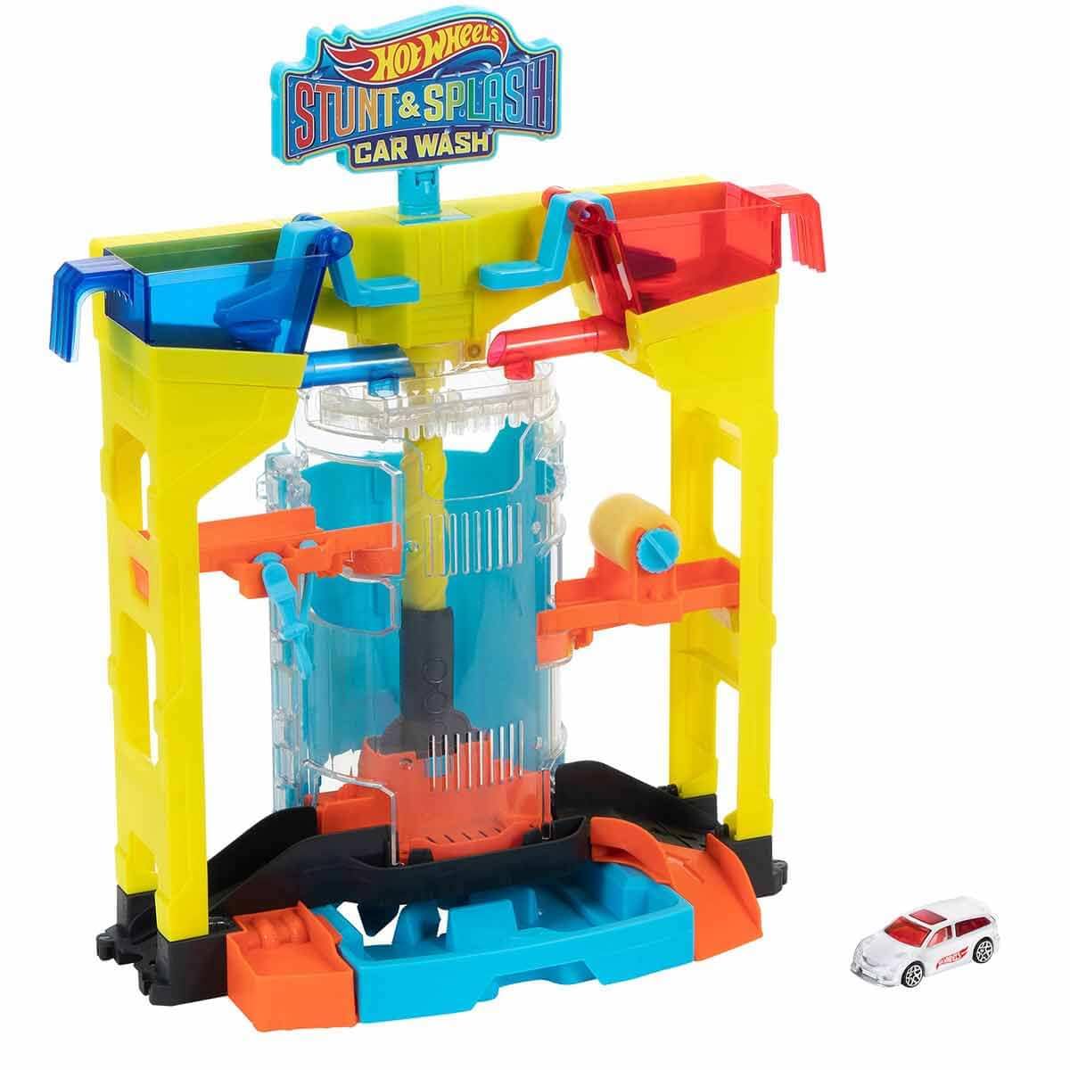 Hot Wheels City Cascada túnel de Lavado, Pista para Coches de Juguete, Incluye 1 vehículo Sorpresa Que Cambia de Color (Mattel GRW37)