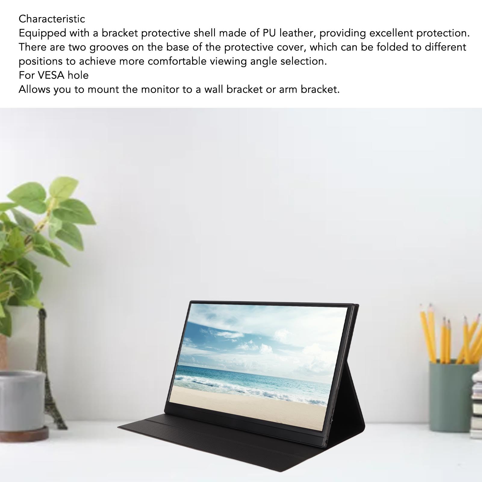 Annadue Tragbarer, 15,6 Zoll HD IPS Laptop Bildschirmverlängerung mit Schutzhülle, Gaming mit Dual Lautsprecher fürSeries X S für PS5 für Switch (EU-Stecker)