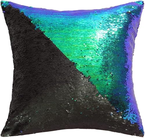 Miniatura 10 de SquarePie Juego de 2 fundas de almohada reversibles de lentejuelas, fundas de almohada decorativas de lentejuelas con solapa, fundas de cojín