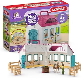 Schleich Horse Club | Écurie transportable “Petit Fer à Cheval” 42703 | Set avec écurie, 2 Chevaux, Figurine Mobile & Accessoires pour Enfants | Jouet dès 5 Ans | 60 pièces
