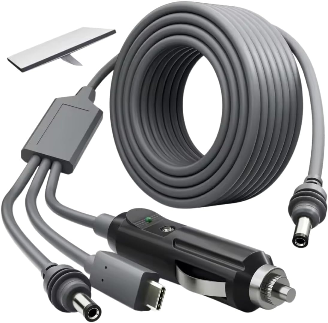 Cabo Carregador 3 em 1 S tarlink Mini USB-C Plug DC e Isqueiro Veicular 12V 24V Fonte