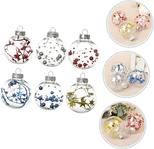 Miniatura 2 de Zerodeko 6 bolas de Navidad decorativas, inastillables, adornos de Navidad transparentes, adorno de bola rellenable, bola de árbol de Navidad, bola