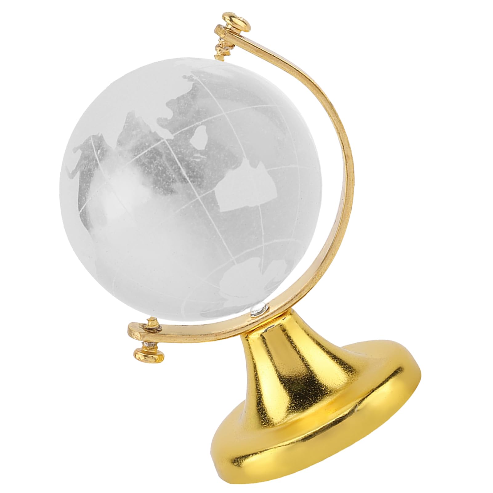 Tnfeeon 2.56 Inch World Map Crystal Quartz Sphere, Glass Ball with Golden or Silver Finish, Elegant Home & Party Decor for Women, Great for Photography Props or Feng Shui (Gold)