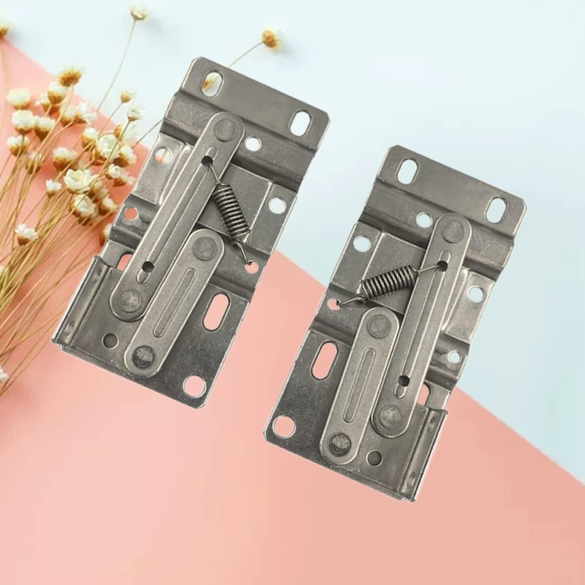 Door Hinges 2Pcs lid Bumpers Soft Close Hinges lid Bumpers Cabinet Door Bracket Spring Lid Support