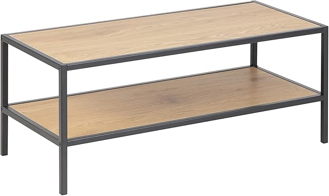 Amazon Brand - Movian Shoe Rack with 1 Shelf, Wild Oak Top and Black Metal Base, 35 x 77 x 32 cm