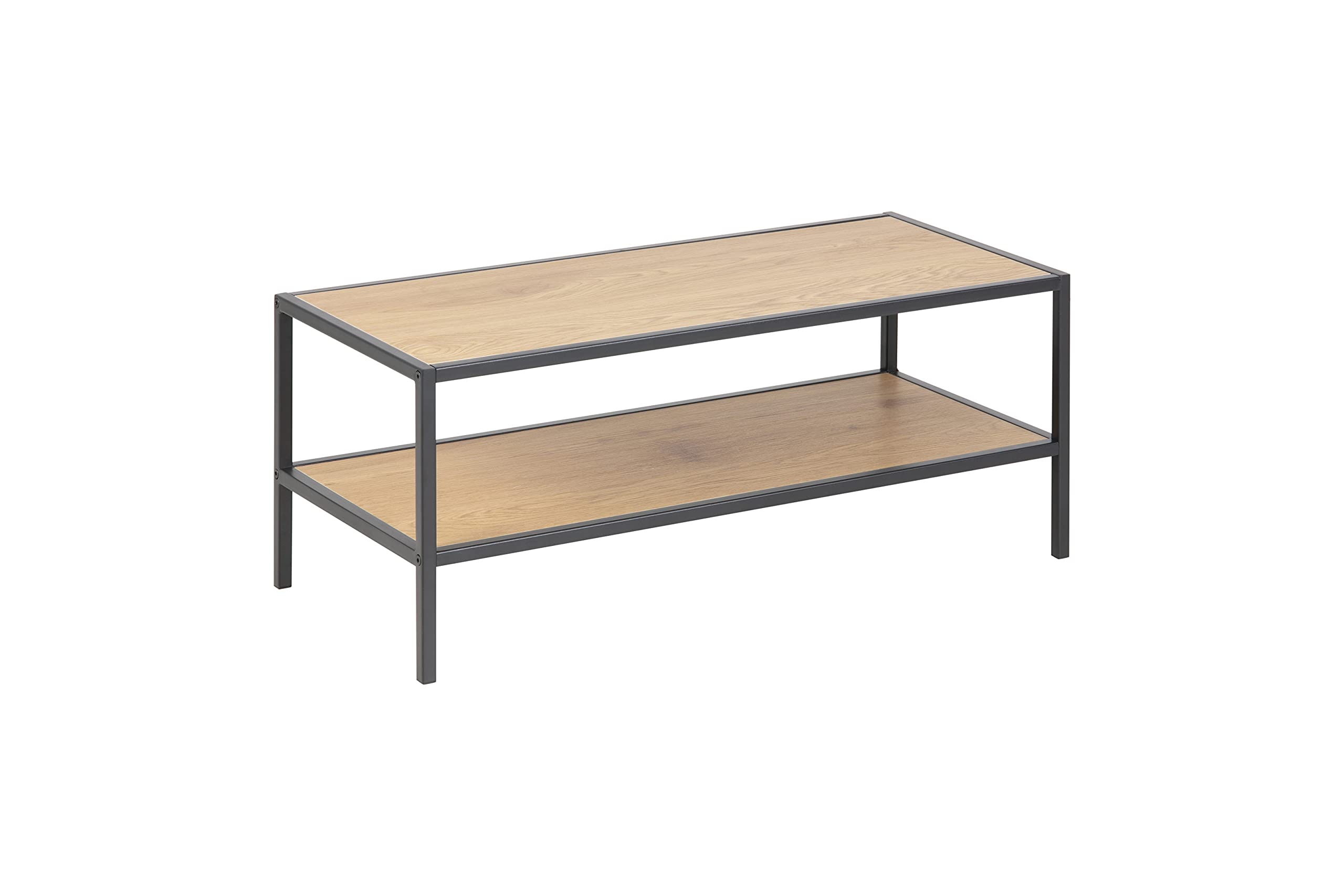 Amazon Brand - Movian Shoe Rack with 1 Shelf, Wild Oak Top and Black Metal Base, 35 x 77 x 32 cm