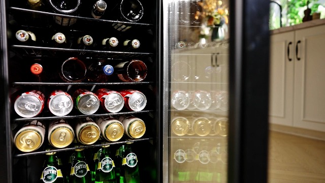 Image of Antarctic Star Mini Fridge 130 Can Beverage Refrigerator Cooler with Glass Door,Adjustable Shelves & Digital Temperature for Soda Beer or wine fridge for Home, Office Bar 3.1cu.ft