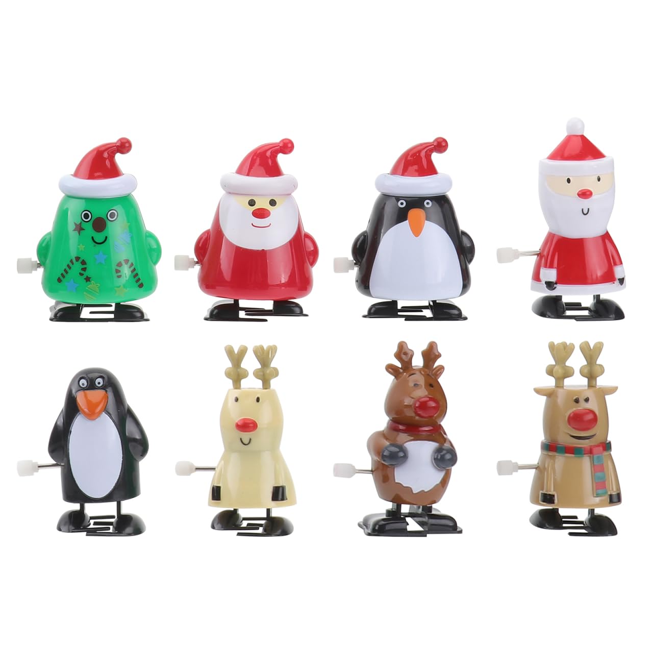 8Pcs Christmas Wind up Toys - Santa, Snowman, Reindeer Clockwork Toys for Kids - Fun Party Favors, Stocking Fillers, Educational Gifts - Mixed Styles