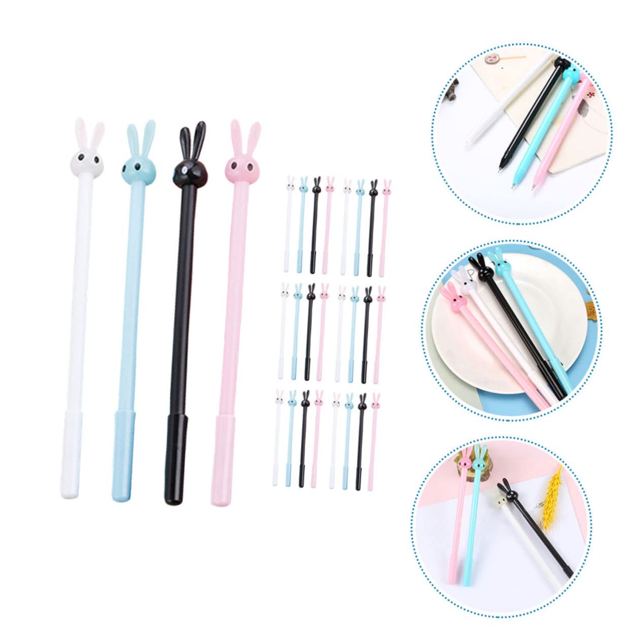 Uonlytech Penna Gel Coniglio 36 Pezzi in Plastica, Scrittura Fluida | Decorazioni Scuola, Stile Cartone Animato, Impugnatura Comoda per Uso Quotidiano, Set Leggero per Festa