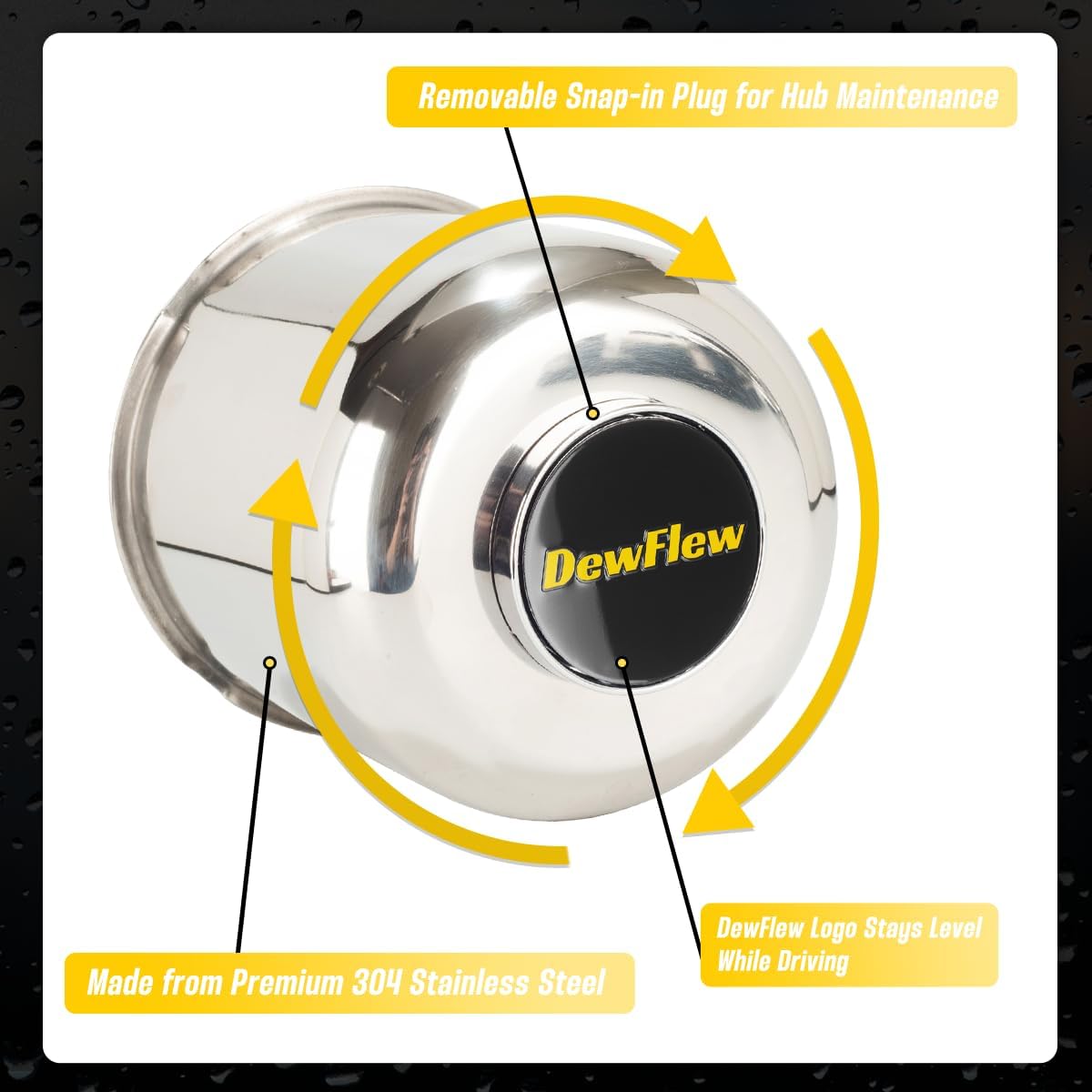 4Pcs 5.15" Push Through Floating Center Caps Stainless Trailer Hub Cap for Truck SUV RV Wheel Rim (Fit 5.15" Bore 4.95" H Chrome)