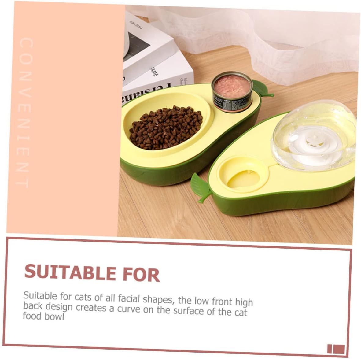 YARNOW 2pcs Avocado Pet Feeder and Water Dispenser Automatic Bowl Stable Base Pet Feeding Station for Easy to