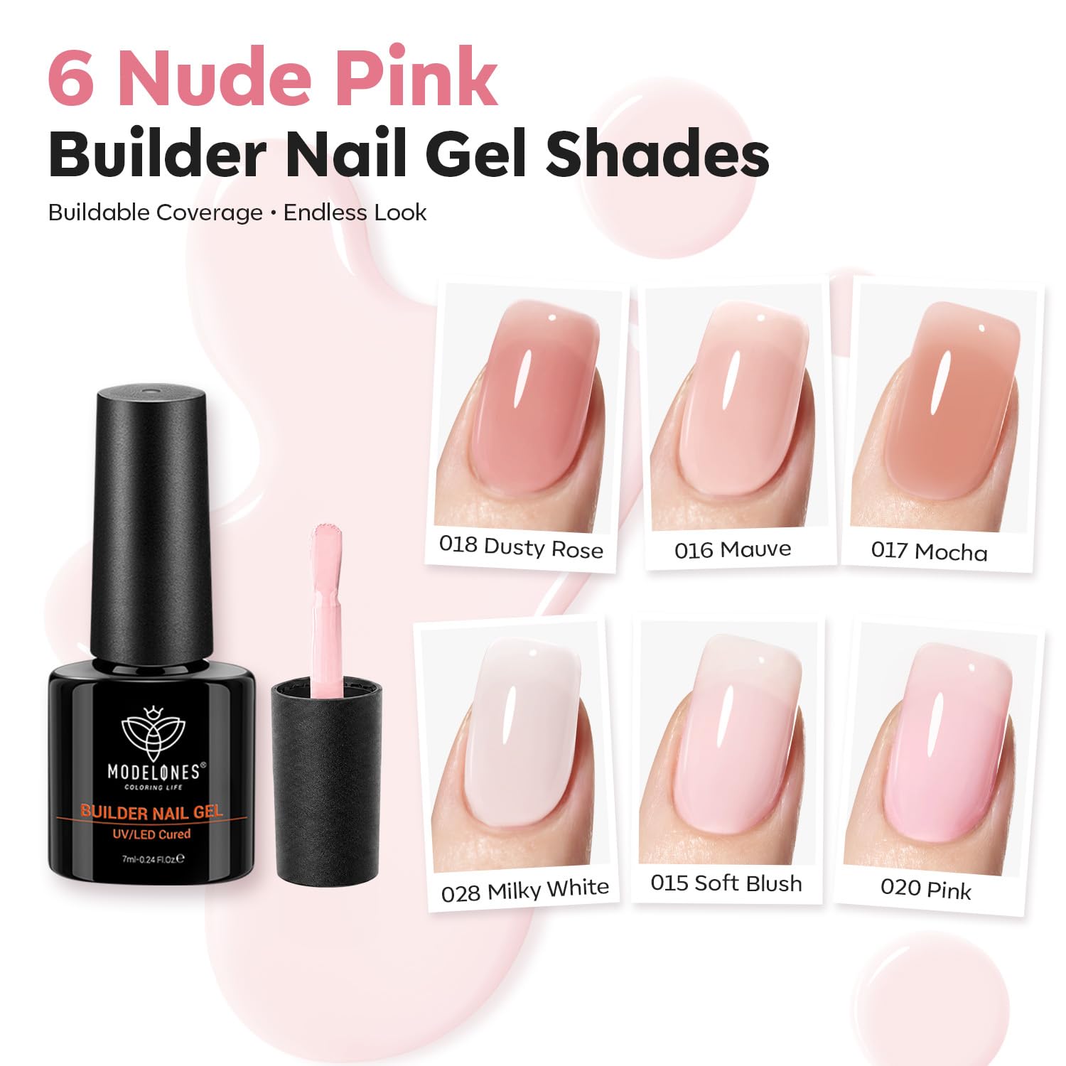 Modelones Builder Nail Gel - 6 Colors -2 Modelones Builder Nail Gel - 6 Colors -2