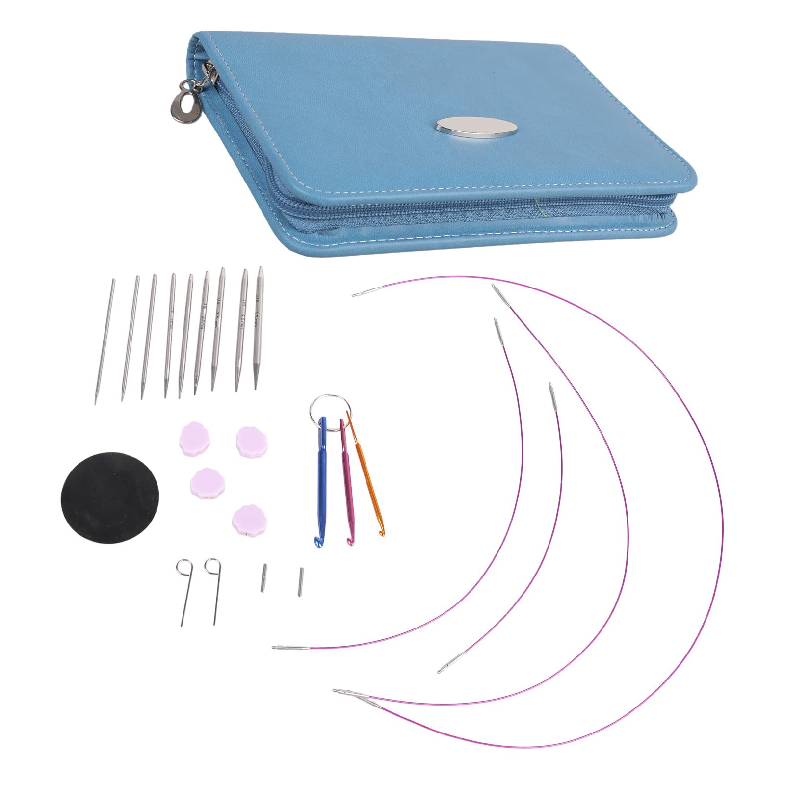 Rundstricknadel Set aus Edelstahl, 2, 2–4, 5 mm