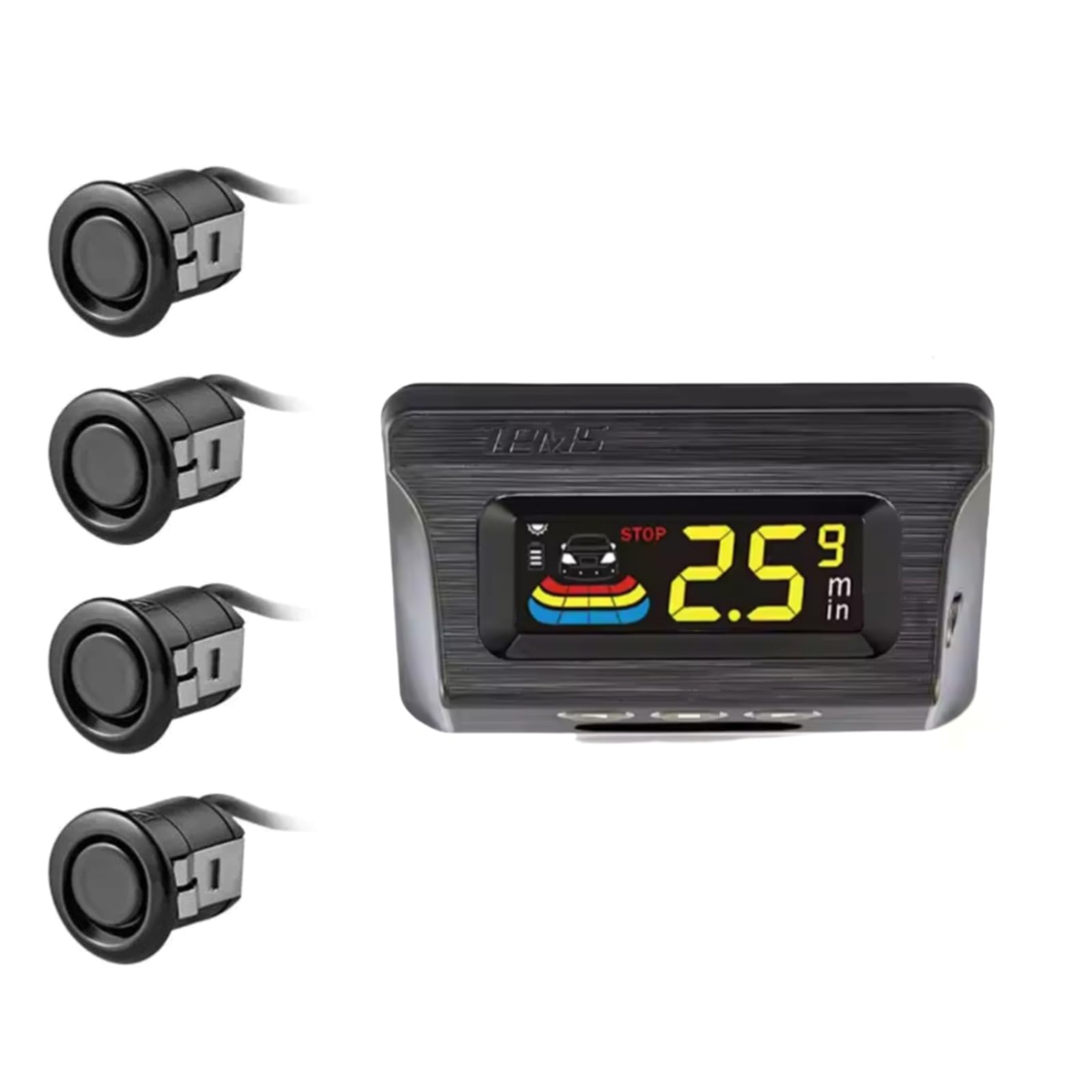 4 transducteurs radio parking voiture Lidar Structure avec écran LCD solaire USB Charge forte détection d'obstacles Observer Transducteur inverse de voiture Écran LCD