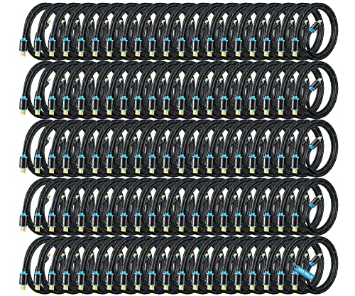Maximm HDMI Cable 4K Ultra HD 3 Foot (100 Pack) Nylon Braided HDMI 2.0 Cable, High Speed 18Gbps 4K60Hz HDR, 3D, 2160p, 1080p, HDCP 2.2, ARC, HDMI Cables for Monitors, HDTV