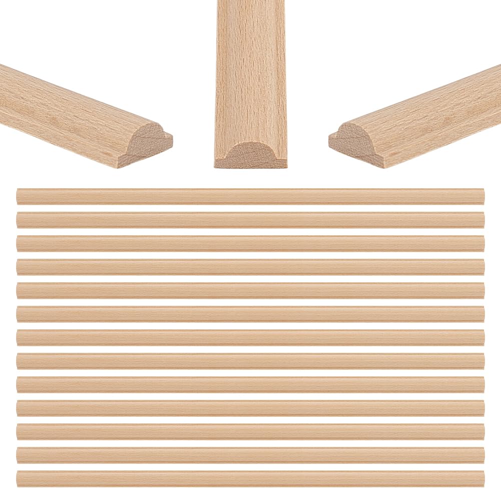OLYCRAFT 25Pcs 3D Decorative Wood Trim Molding Cylinder Unfinished DIY Trims Wooden Trim Molding 40cm Decorative Bobbin Wood Trims for Home Wall Door Border Ceiling Cabinet Window