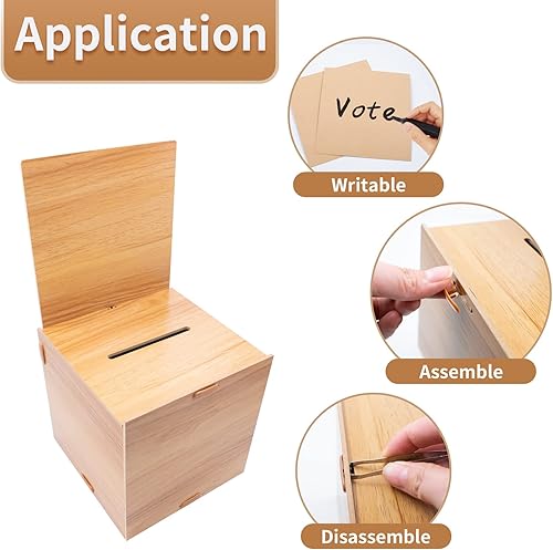 Miniatura 2 de Urna de madera maciza, caja de votación de donación de caridad, oficina, sugerencia, caja de cubo para negocios, caja de votación de textura