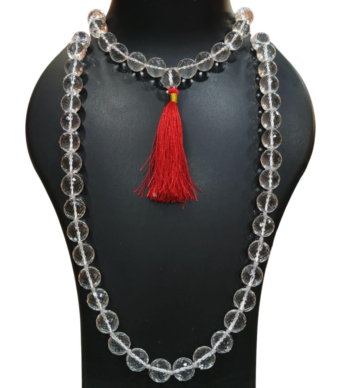 Sphatik/Quartz Kantha Mala 54+1 Beads (14mm Diameter) Total Length 17.5 Inch Certified Total Weight150-200 Grams