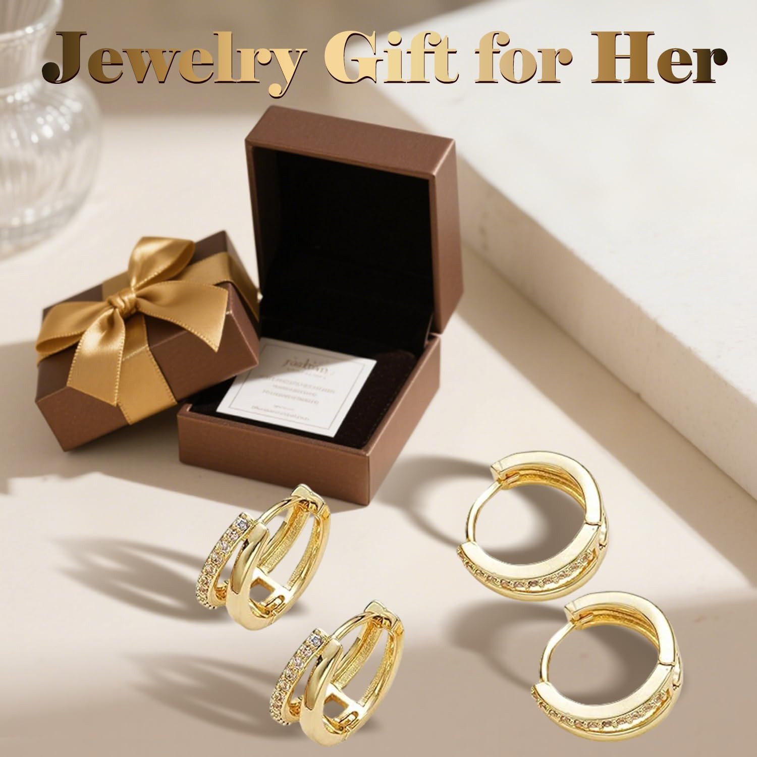 4Pcs Huggie Hoop Earrings for Women Trendy,14K Hypoallergenic Gold Earrings Double Hoop Design with Cubic Zirconia Gift for Women - Image 6