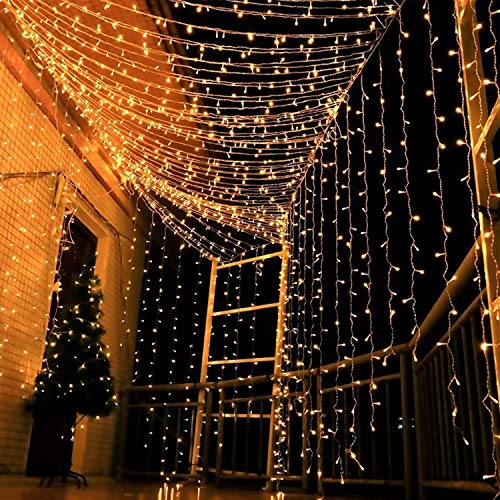ZSTBT UL Safe 304 LED 9.8Feet Connectable Curtain Lights Icicle Lights Fairy String Lights with 8 Modes for Wedding Party Family Patio Lawn Decoration
