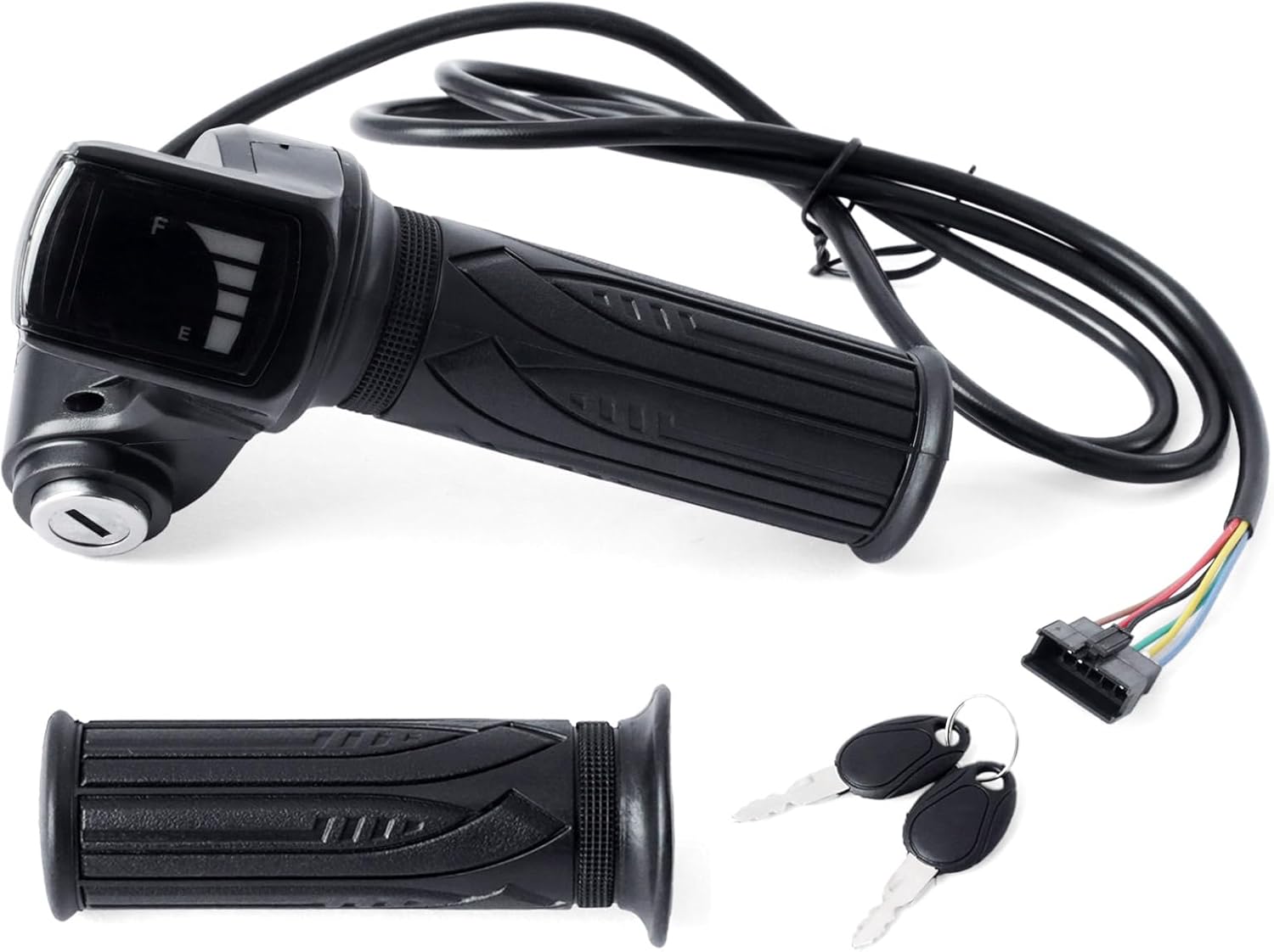 E-Scooter 36V Throttle Replacement for Gotrax Flex for Hoverfly Z5, w/Display Light Switch Lock 2 Keys Twist Accelerator Handle Grip 6-Pin