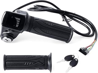 E-Scooter 36V Throttle Replacement for Gotrax Flex for Hoverfly Z5, w/Display Light Switch Lock 2 Keys Twist Accelerator Handle Grip 6-Pin