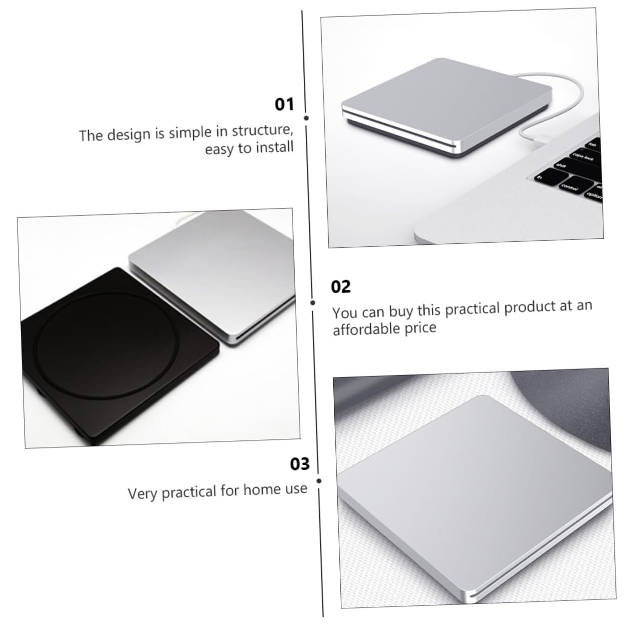 Artibetter Grabadora de DVD ROM USB 3.0 Externa para Computadora, Velocidad 8X, Adecuado para Instalación de Sistema y Reproducción en Hogar