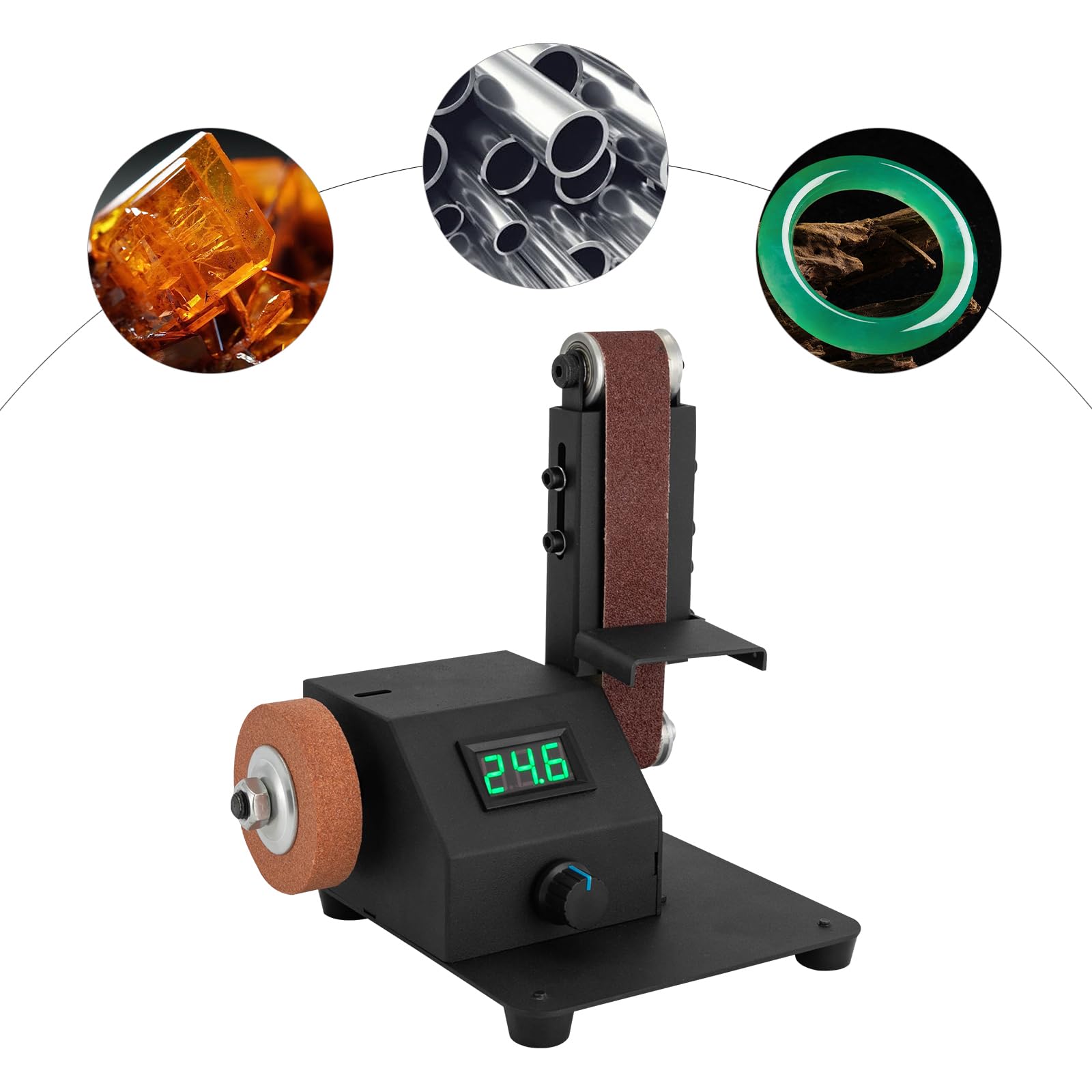 Mini levigatrice a nastro elettrica, 220 V, 350 W, nero, mini levigatrice a nastro, 0-8500 giri/min, per metallo e legno