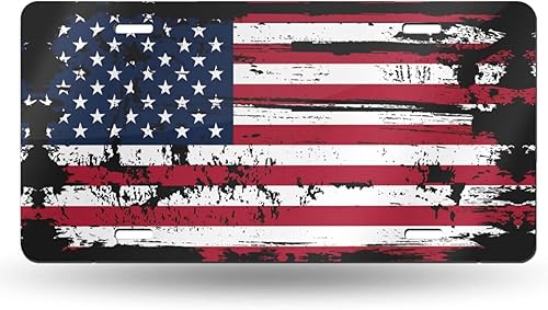 Miniatura 8 de Placa de matrícula de aluminio con bandera patriótica de Estados Unidos, divertida placa de metal para automóvil de 6 x 12 pulgadas, cubierta