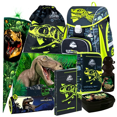 Dinosaurier Dino T-Rex 11 Teile Set Schulranzen Ranzen Federmappe Schultüte 85 cm Tornister Sporttasche mit Sticker-von-Kids4shop Ma