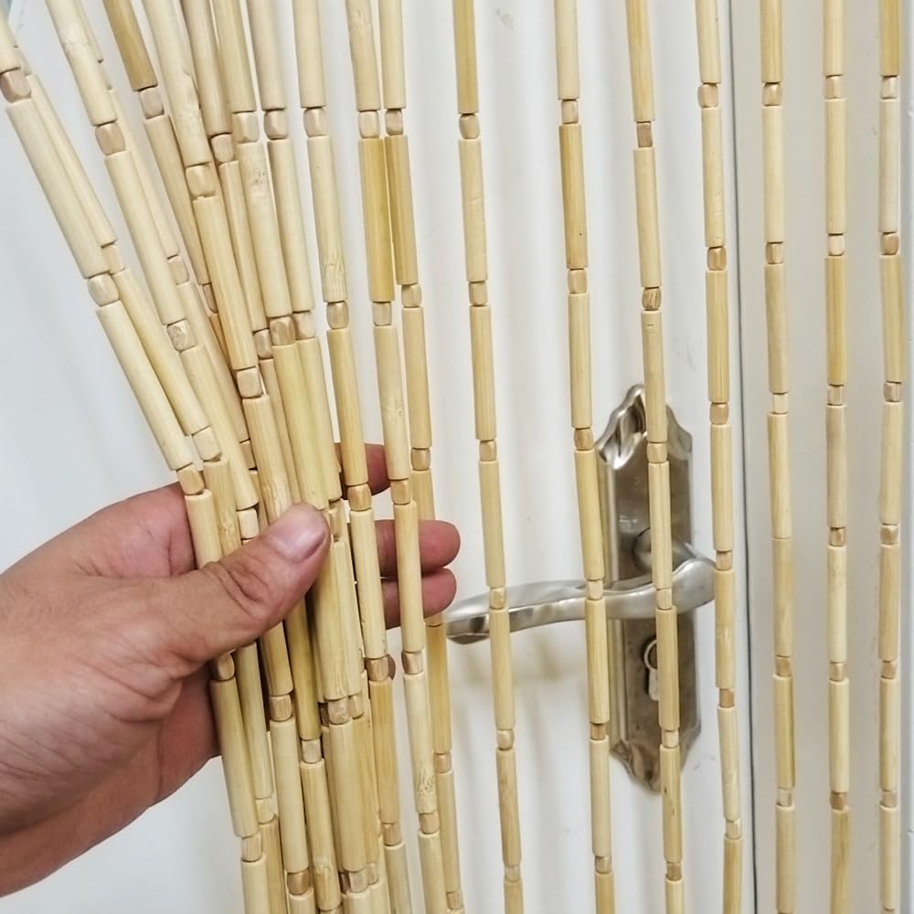 ave split Rainbow Colorful Hippie Wood Door Beaded Curtain Boho-Bohemian Wooden Doorway Beads Curtains Made of Wood&Bamboo-for Window,Door 056-ZJ (Wood Color)