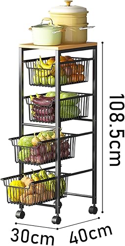 Miniatura 7 de 4 Tier Fruit Basket, Rotating Storage Rack, Kitchen Organization Basket Rack For Vegetable Potato Onion Produce Snack, With Rolling Wheels For
