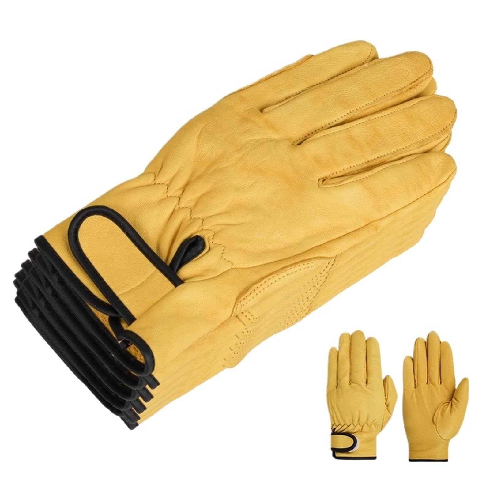 Genérico Guantes de trabajo de piel de oveja suave y gruesa for hombre, juego de guantes de seguridad de cuero industrial de 5 piezas(A9,L)