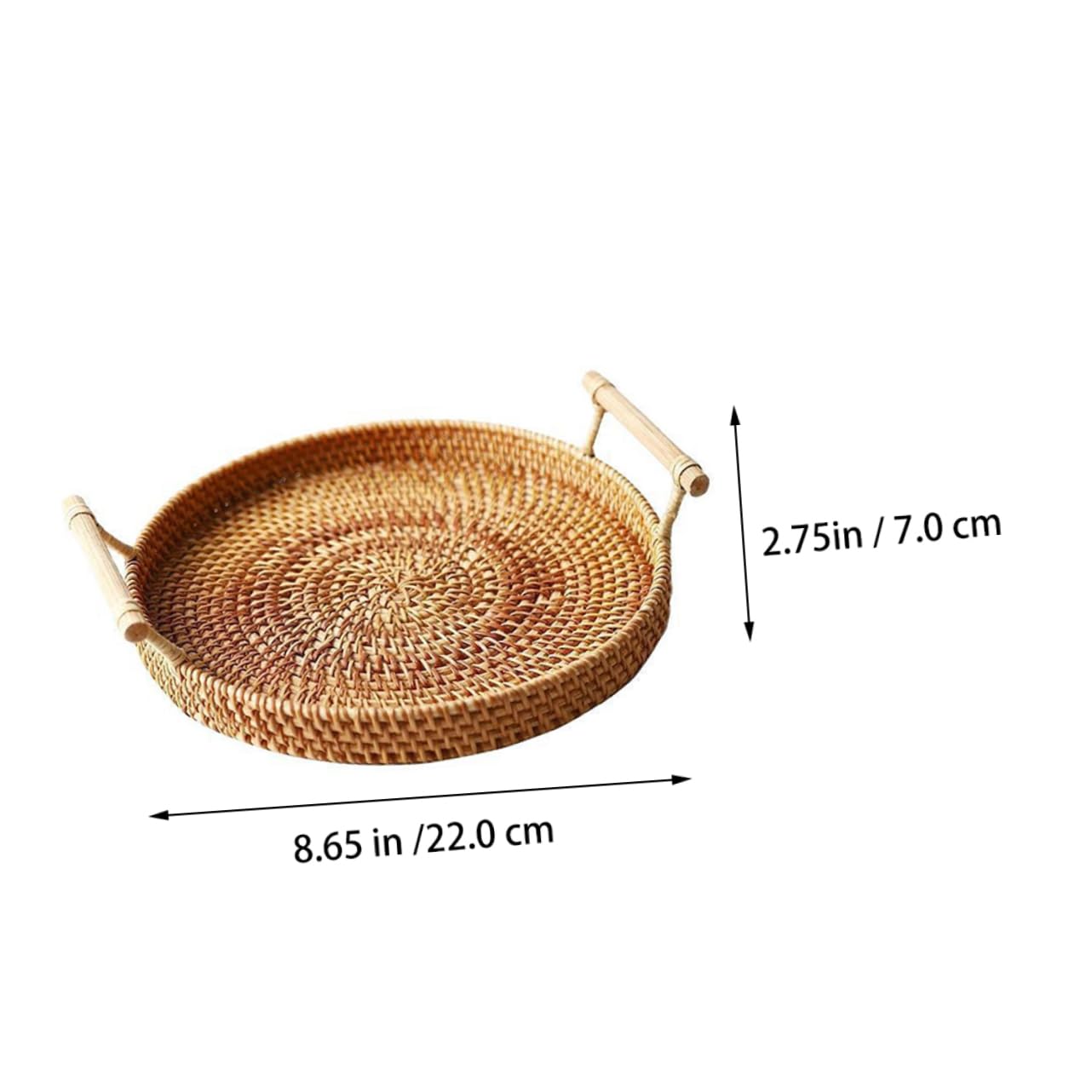 GRIRIW 1pc Pastry Plate Rattan Bread Basket Food Serving Tray Woven Food Tray Snacks Rattan Basket Decorative Tray Dessert Plate Serving Tray Round Fruit Storage Basket Rattan Tray Brown