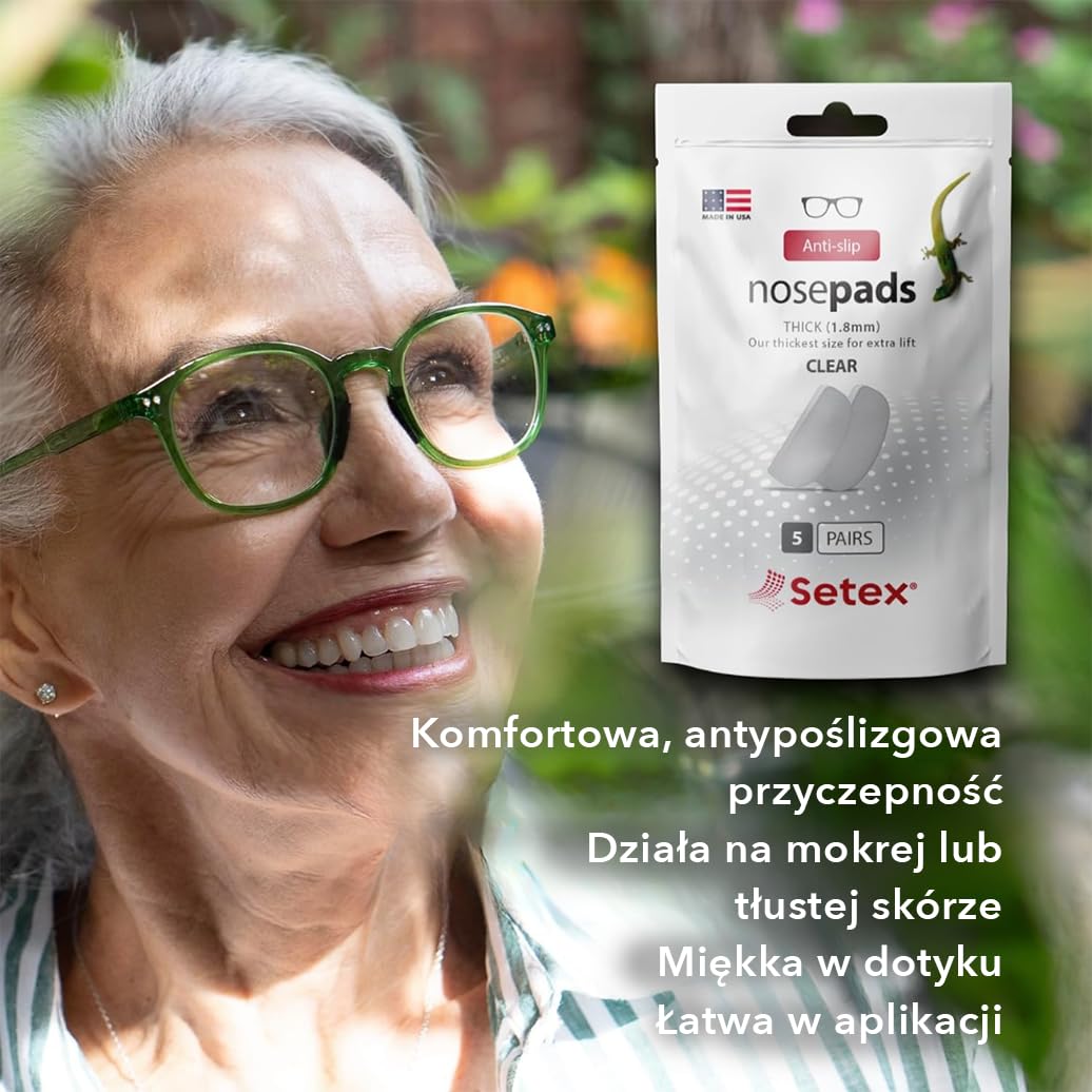 Setex Gecko Grip 1.8mm Antypoślizgowe Noski Do Okularów (5 Przezroczystych Par) Innowacyjne Mikroteksturowane Włókna Ultra-Miękkie I Samoprzylepne