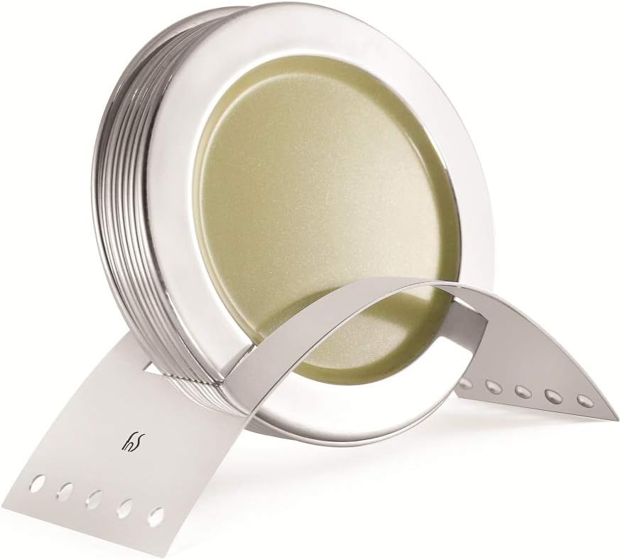 FnS Rainbow Stainless Steel Round Colored Coasters for Dining Table, Hot Pots, Cups - Durable and Long-Lasting (Assorted, 6 Coaster and 1 Stand)