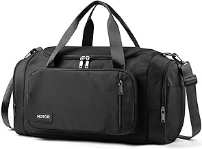 HOTOR Gym Bags for Men & Women - Spacious Duffle Bag with Shoe Compartment & Wet Pocket, Carry On Weekender Bag Portable Sports Duffel Bag for Workout, Fitness, Travel, Black, 20.5" x 11.0" x 10.6"