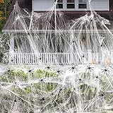 Cover 1500 Square Feet 300g Halloween Spider Web Stretchable Cobweb with 50 pcs Small Spiders Halloween Indoor Outdoor Decorations