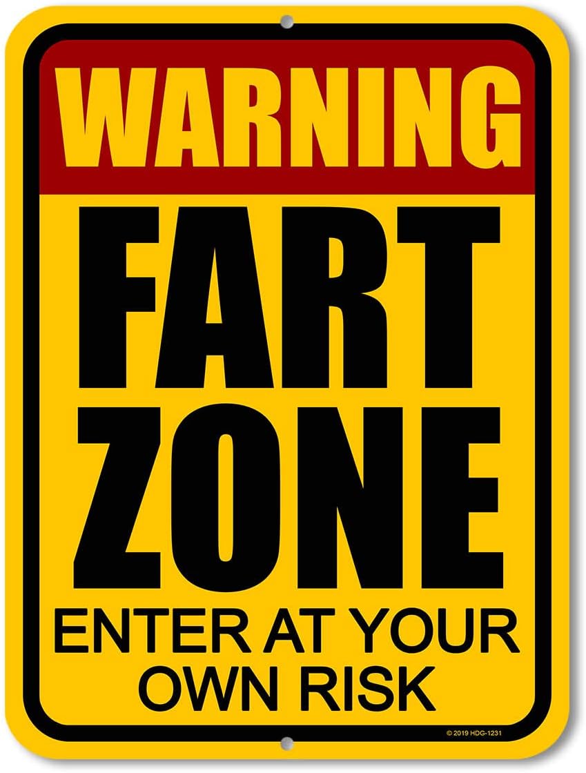 Honey Dew Gifts Funny Signs, Warning Fart Zone Enter at Your Own Risk 9 inch by 12 inch Metal Man Cave Decor, Made in USA, HDG-1231