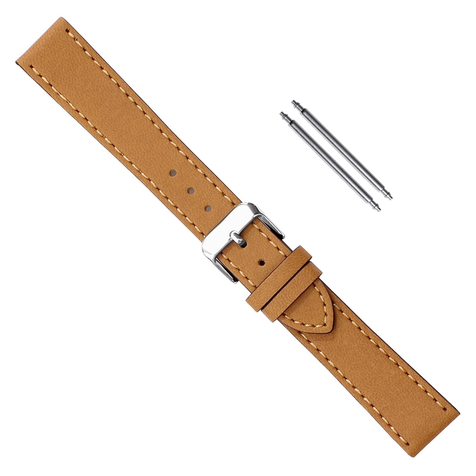 Uhrenarmband 18-22mm Unisex Vegan Lederimitat aus Apfelfasern Hell-Braun matt Set 636400H