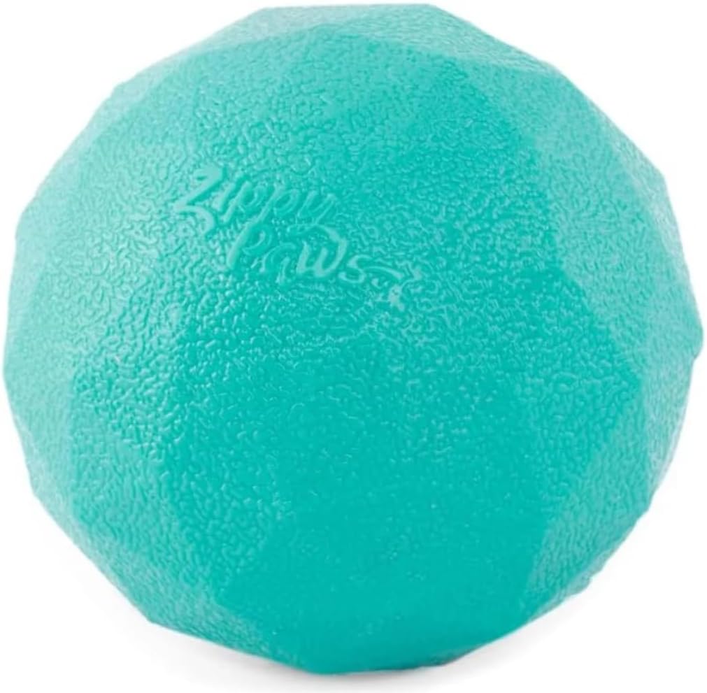 ZippyPaws ZippyTuff Waggle Ball Dog Toys for Aggressive Chewers - Teal | Heavy Duty Rubber Ball for Fetch, Tough & Durable Chew Toy for Small & Medium Dogs, Outdoor or Indoor Play