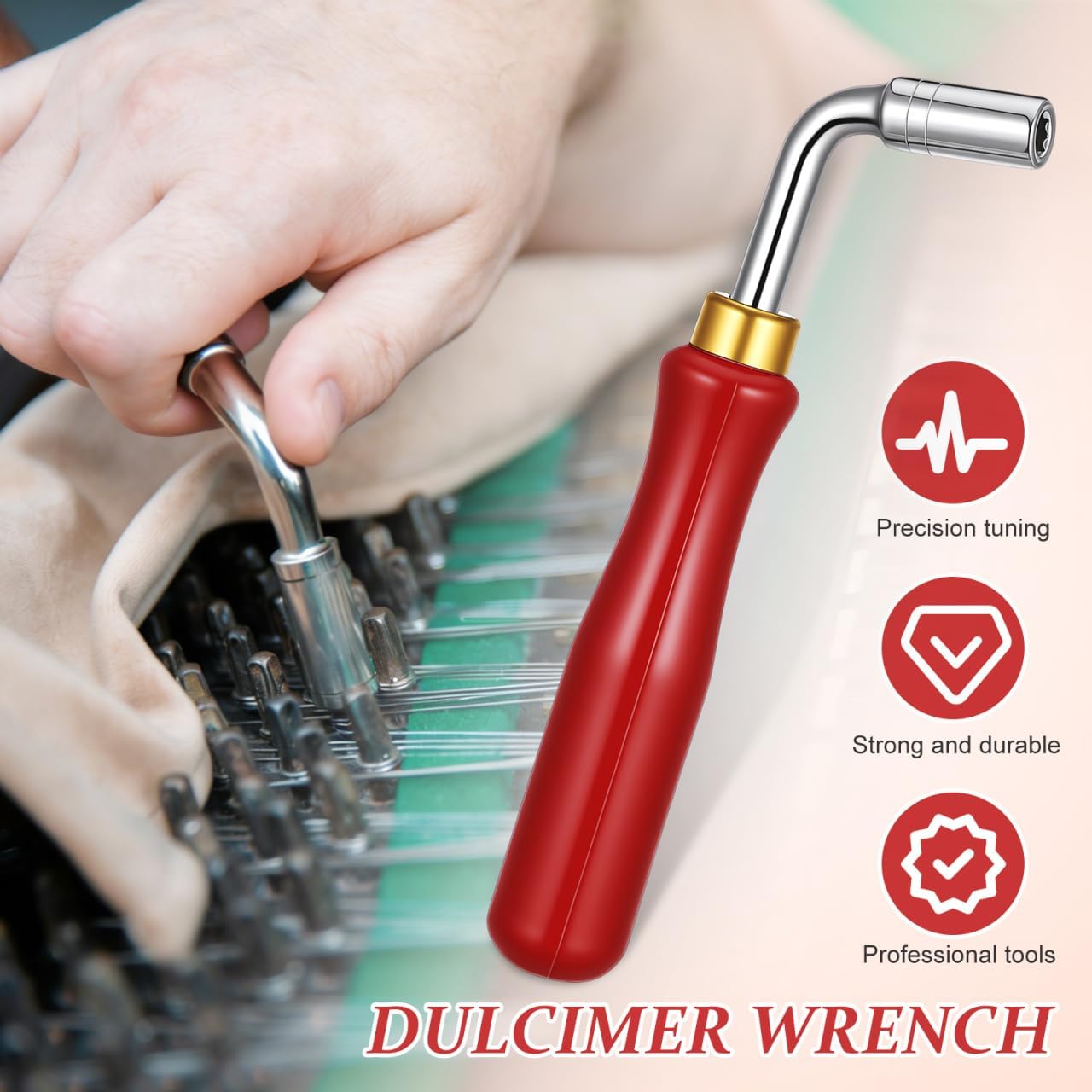 SUPVOX Dulcimer Tuning Wrench, Stainless Steel Tone Tuning Tool for Dulcimer, 5.90 Inch Brown Handheld Instrument Tuning Spanner for Music Tuning, Practical Dulcimer Accessory for Home and Professiona