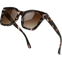 TJUTR Retro Oversized Square Sunglasses for Women, Polarized U400 Protection, Vintage Cat-Eye Frame Shades with Metal Accents