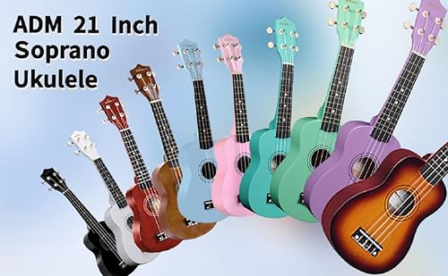 Miniatura 27 de ADM Ukelele para principiantes, kit de ukelele de madera hawaiana para niños y adultos, paquete de ukalelee profesional con lecciones gratis