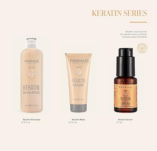 Miniatura 6 de FARMASi Suero reparador de terapia de queratina para el cabello, protección térmica y soporte de brillo para cabello seco dañado, cuidado suave