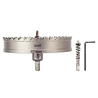 Vista 17 de 1-1/8" (29mm) Sierra perforadora con punta de carburo de tungsteno con 2 piezas de brocas piloto chapadas en titanio para metal duro, acero