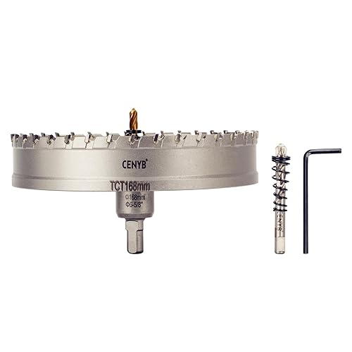 Miniatura 17 de 1" (25.5mm) Sierra perforadora con punta de carburo de tungsteno con 2 piezas de brocas piloto chapadas en titanio para metal duro, acero